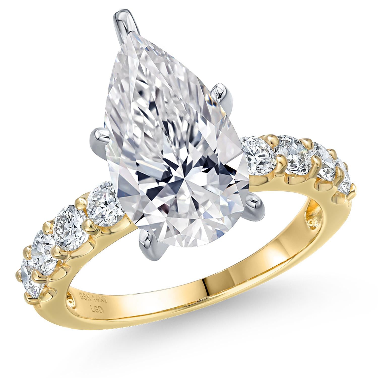 Pear Shape_Center 5ct_9_Ring in 14K Two Tone Gold