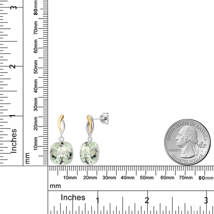 Earrings in 925 Sterling Silver and 10K Yellow Gold