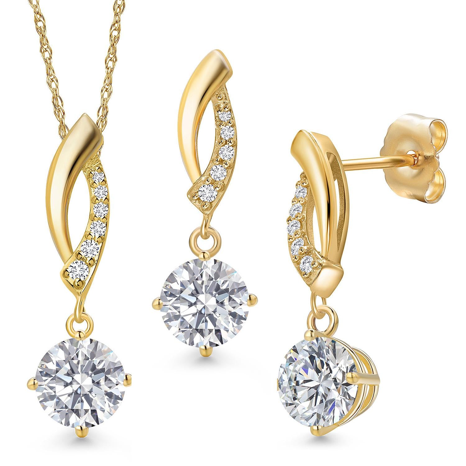 Pendant Earrings Set in 14K Yellow Gold