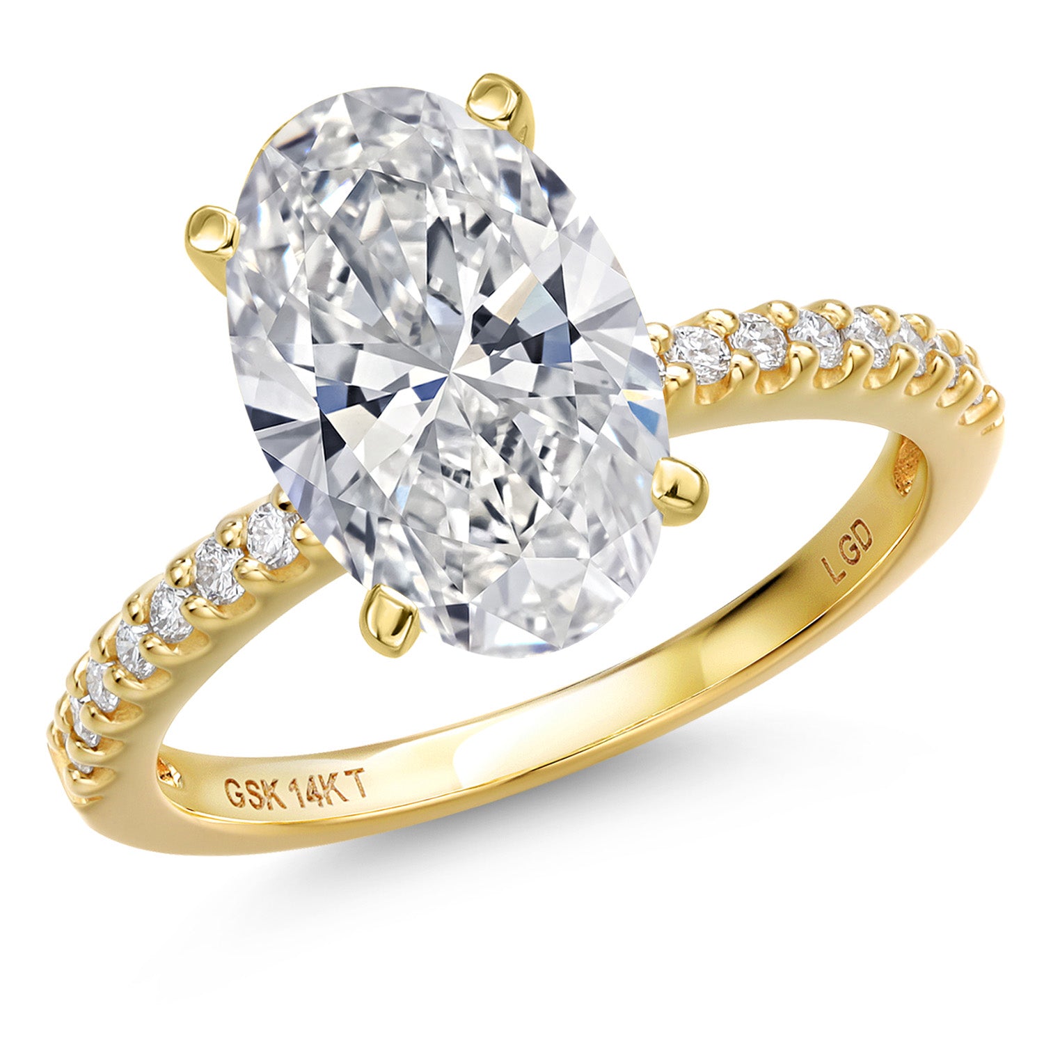Oval Cut_Center 3ct_7_Ring in 14K Yellow Gold
