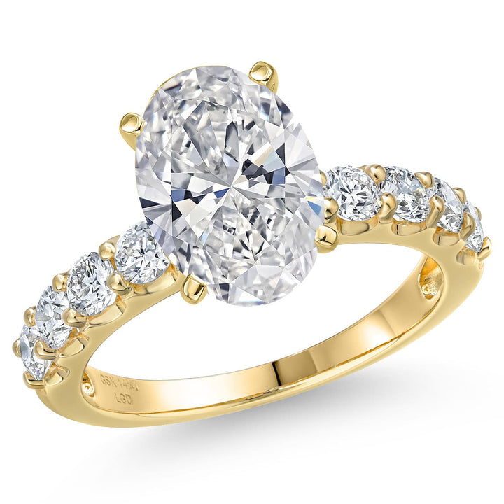 Oval Cut_Center 3ct_5_Ring in 14K Yellow Gold