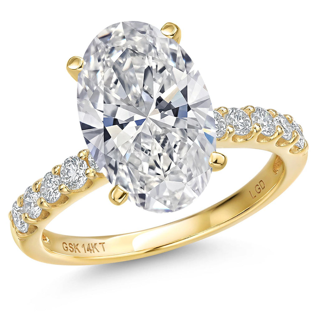 Oval Cut_Center 5ct_6_Ring in 14K Yellow Gold