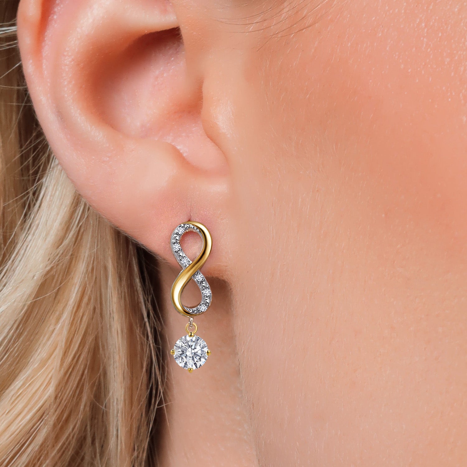 Earrings in 925 Sterling Silver and 10K Yellow Gold