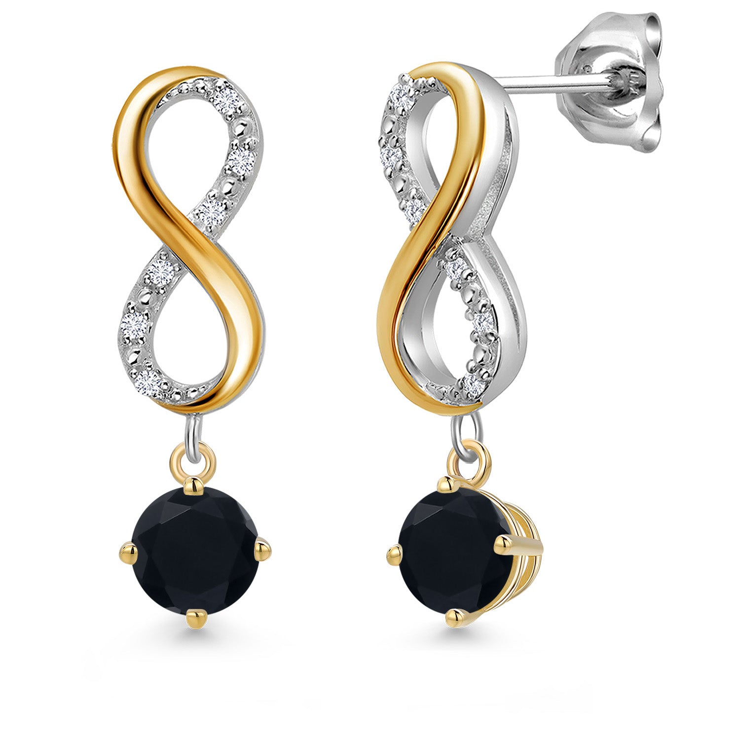 Earrings in 925 Sterling Silver and 10K Yellow Gold