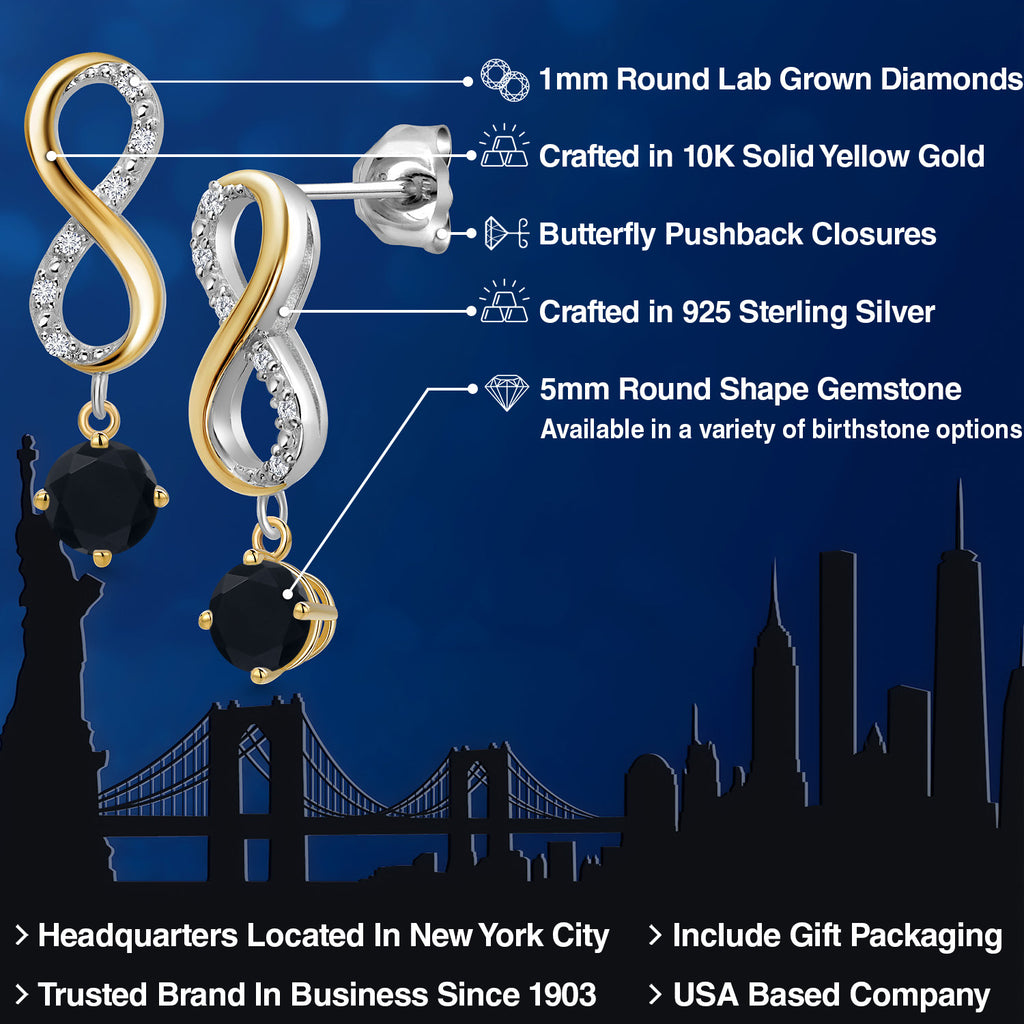 Earrings in 925 Sterling Silver and 10K Yellow Gold