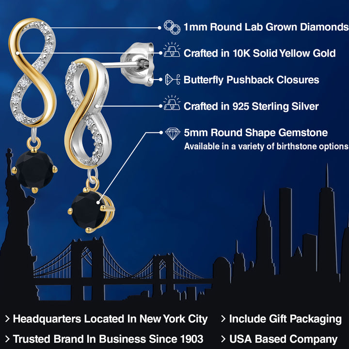 Earrings in 925 Sterling Silver and 10K Yellow Gold