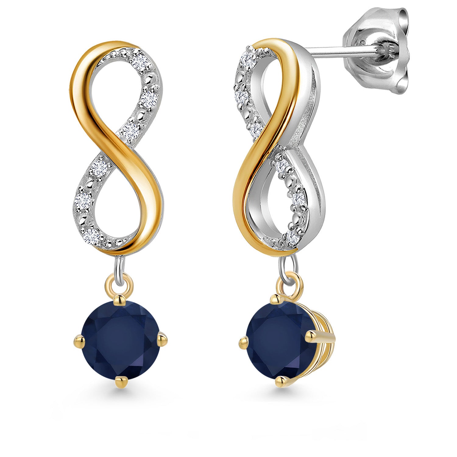 Earrings in 925 Sterling Silver and 10K Yellow Gold