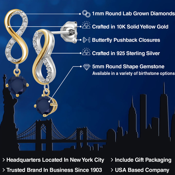 Earrings in 925 Sterling Silver and 10K Yellow Gold