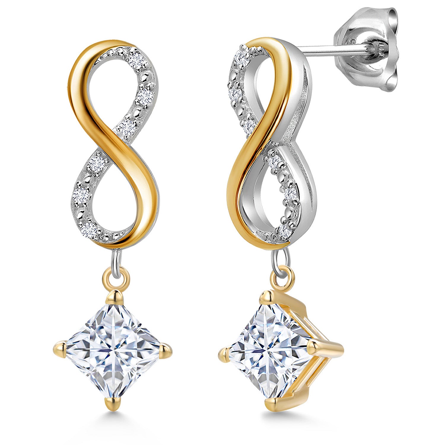 Earrings in 925 Sterling Silver and 10K Yellow Gold