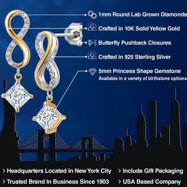 Earrings in 925 Sterling Silver and 10K Yellow Gold