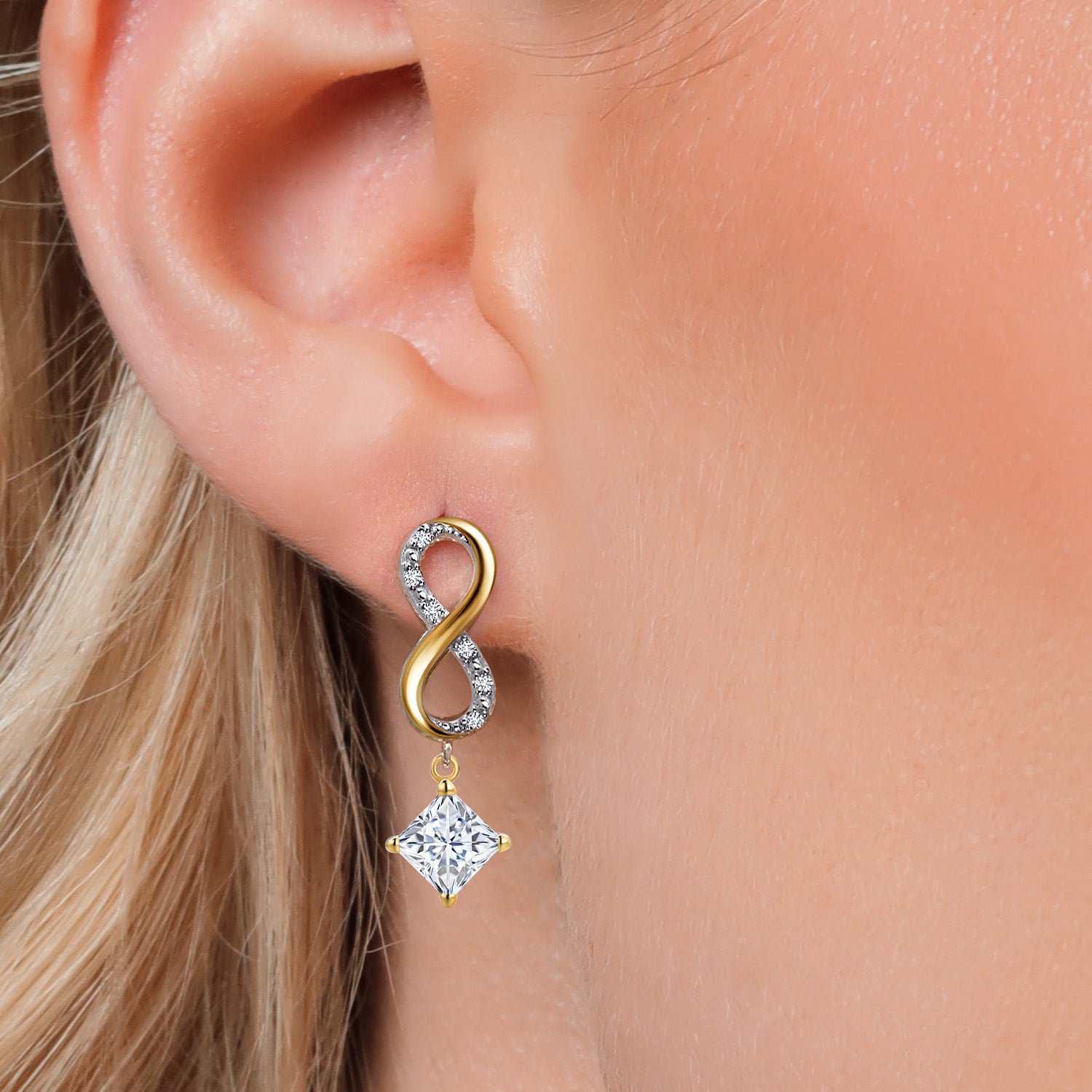 Earrings in 925 Sterling Silver and 10K Yellow Gold