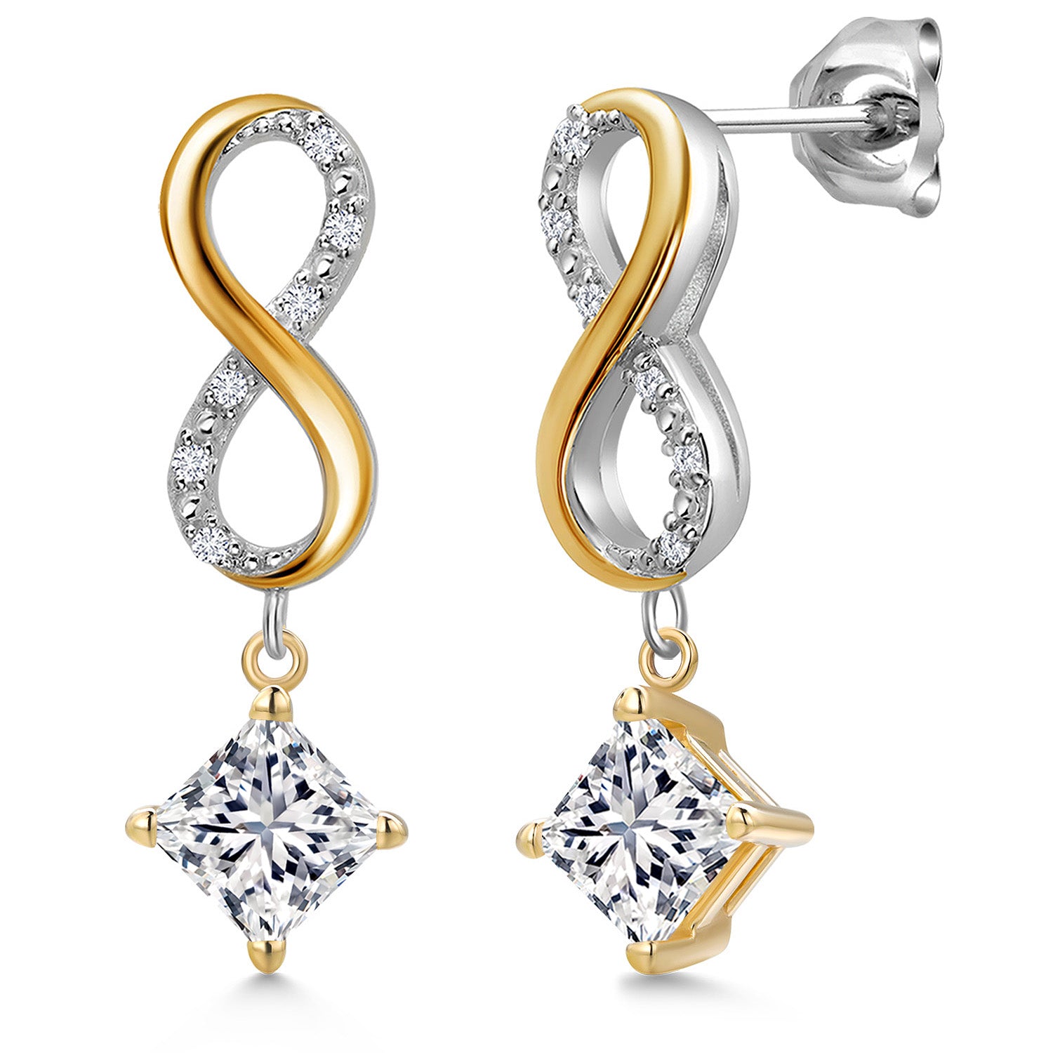 Earrings in 925 Sterling Silver and 10K Yellow Gold