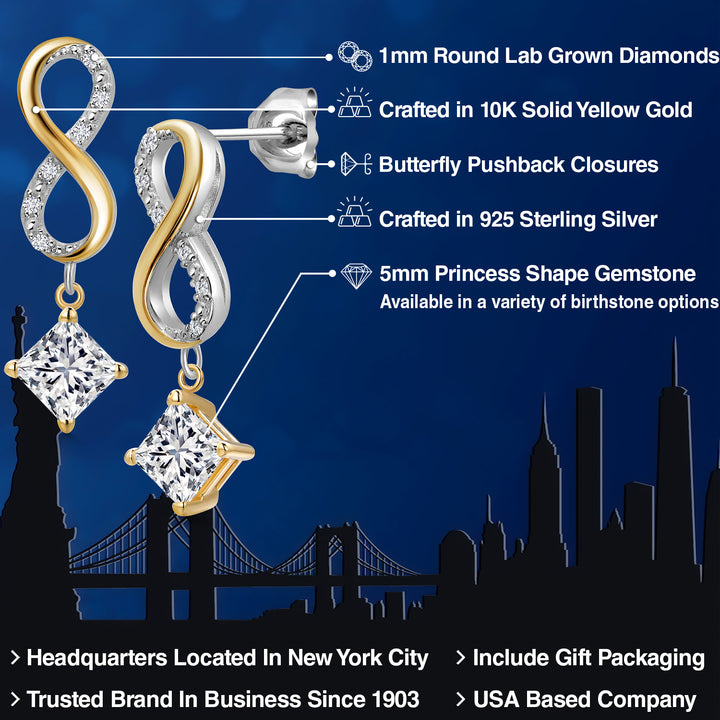 Earrings in 925 Sterling Silver and 10K Yellow Gold