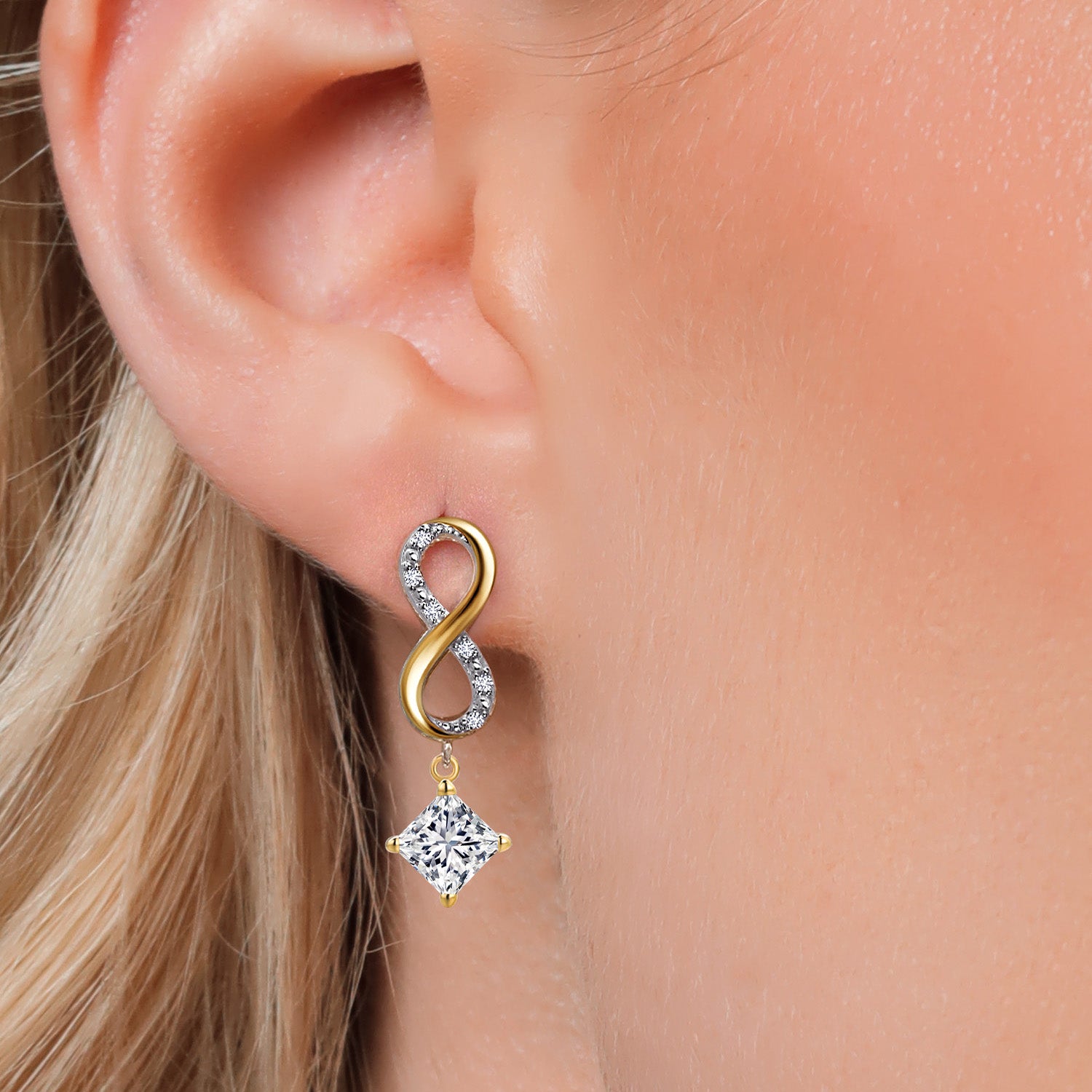Earrings in 925 Sterling Silver and 10K Yellow Gold