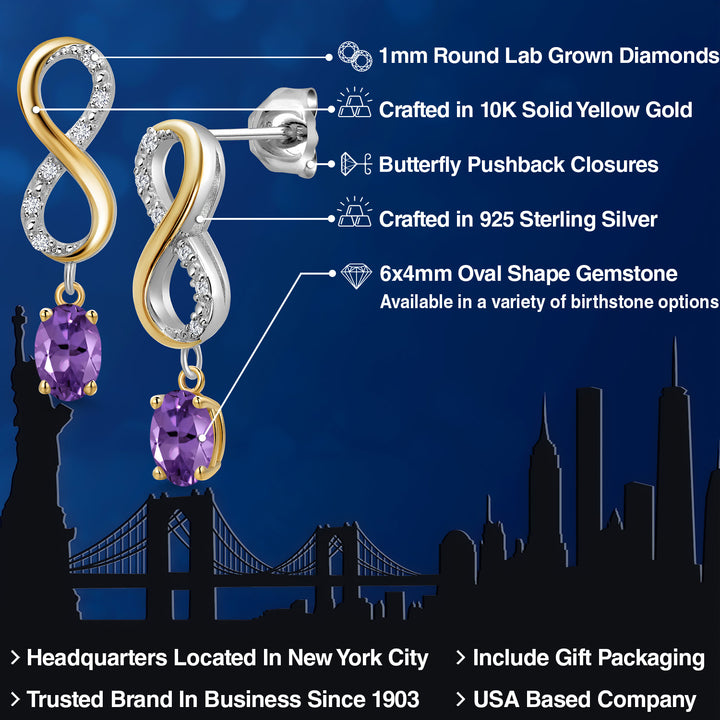 Earrings in 925 Sterling Silver and 10K Yellow Gold