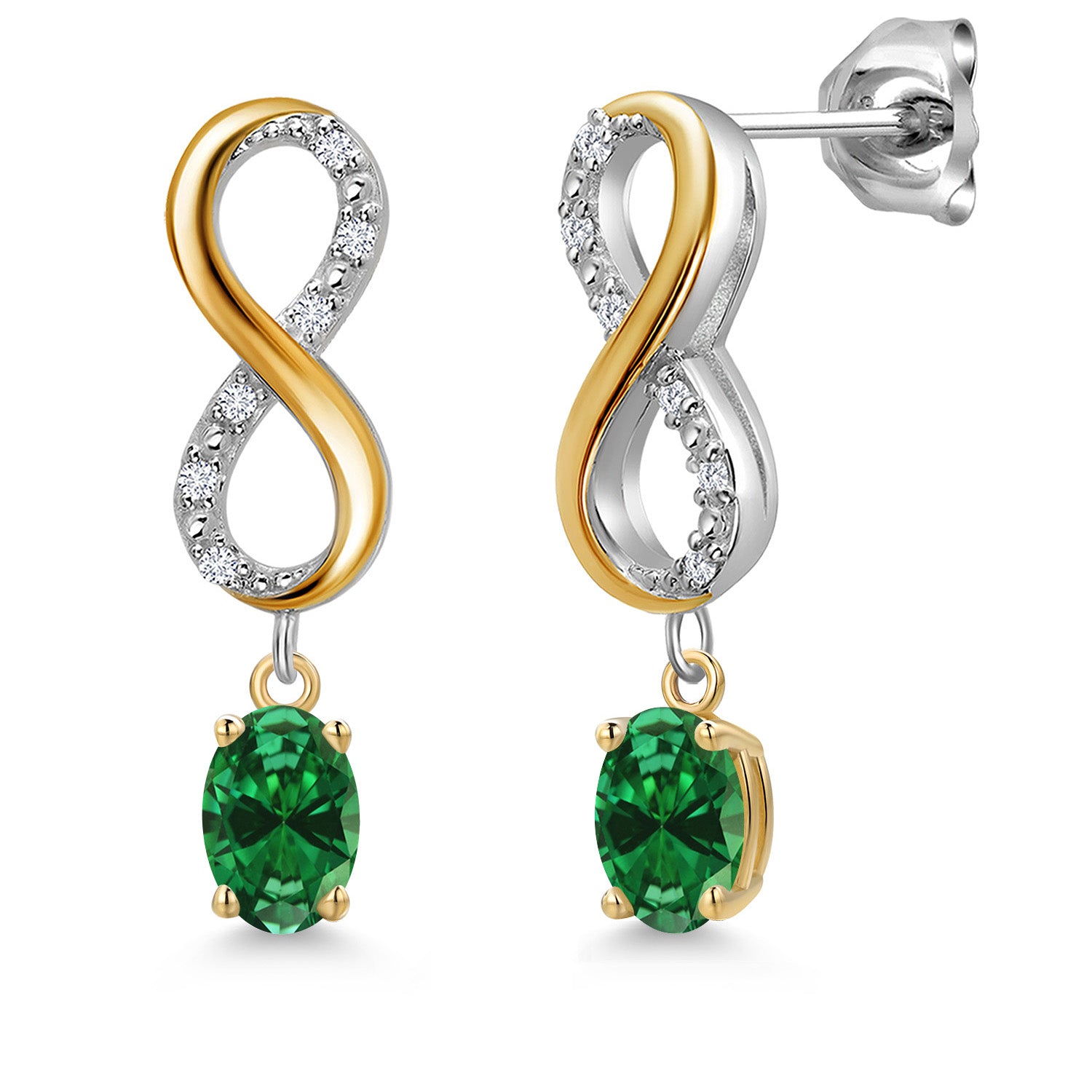 Earrings in 925 Sterling Silver and 10K Yellow Gold