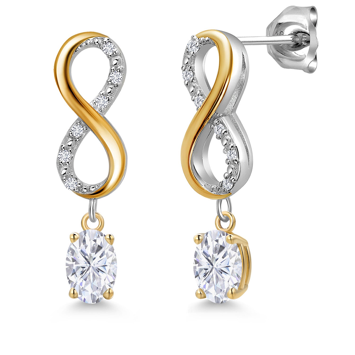 Earrings in 925 Sterling Silver and 10K Yellow Gold