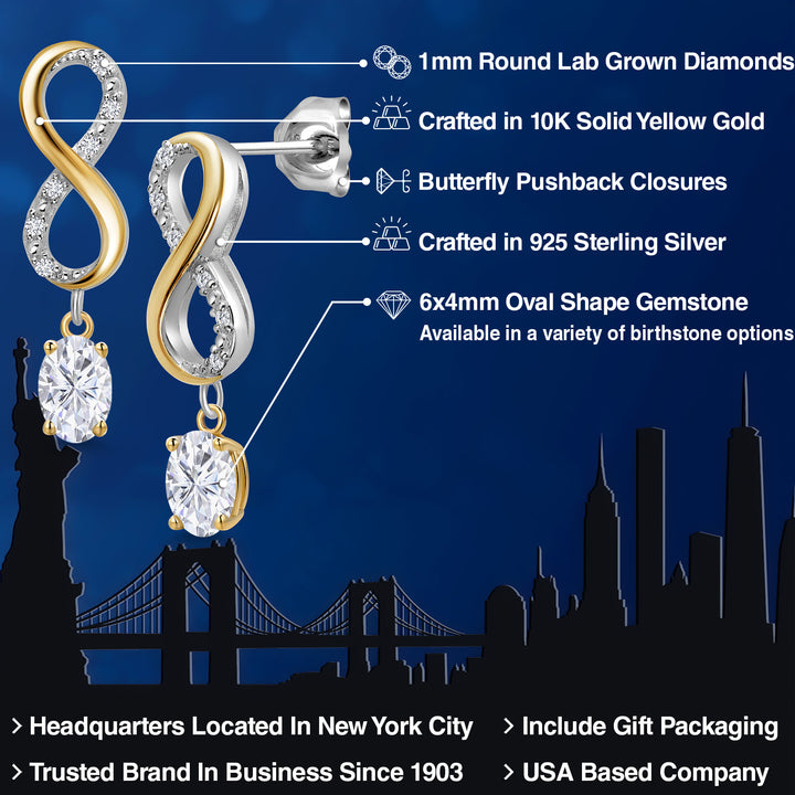 Earrings in 925 Sterling Silver and 10K Yellow Gold