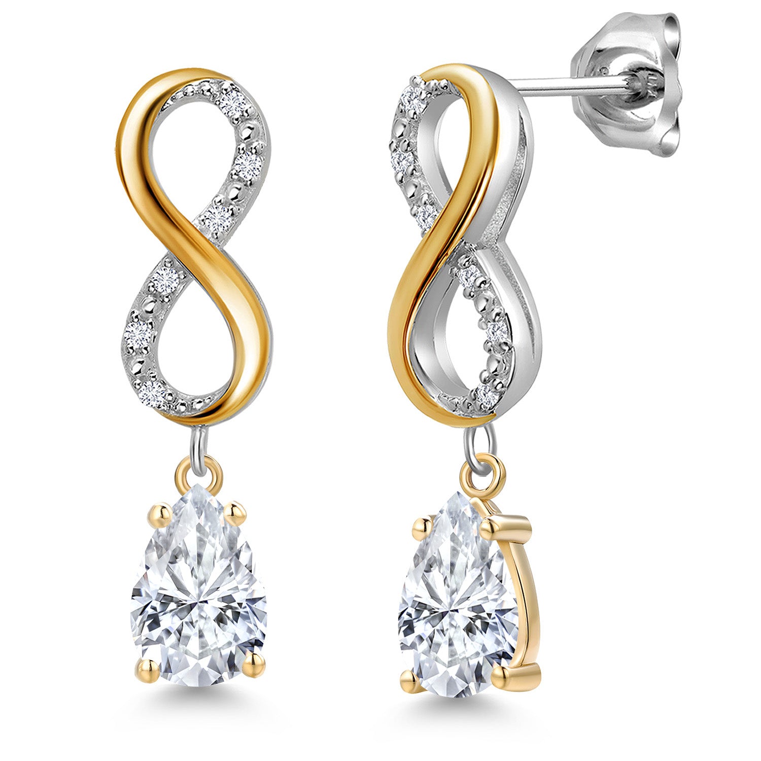 Earrings in 925 Sterling Silver and 10K Yellow Gold