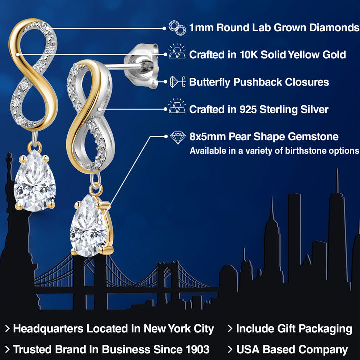 Earrings in 925 Sterling Silver and 10K Yellow Gold