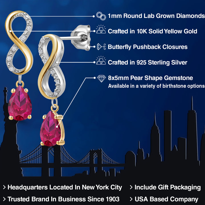 Earrings in 925 Sterling Silver and 10K Yellow Gold