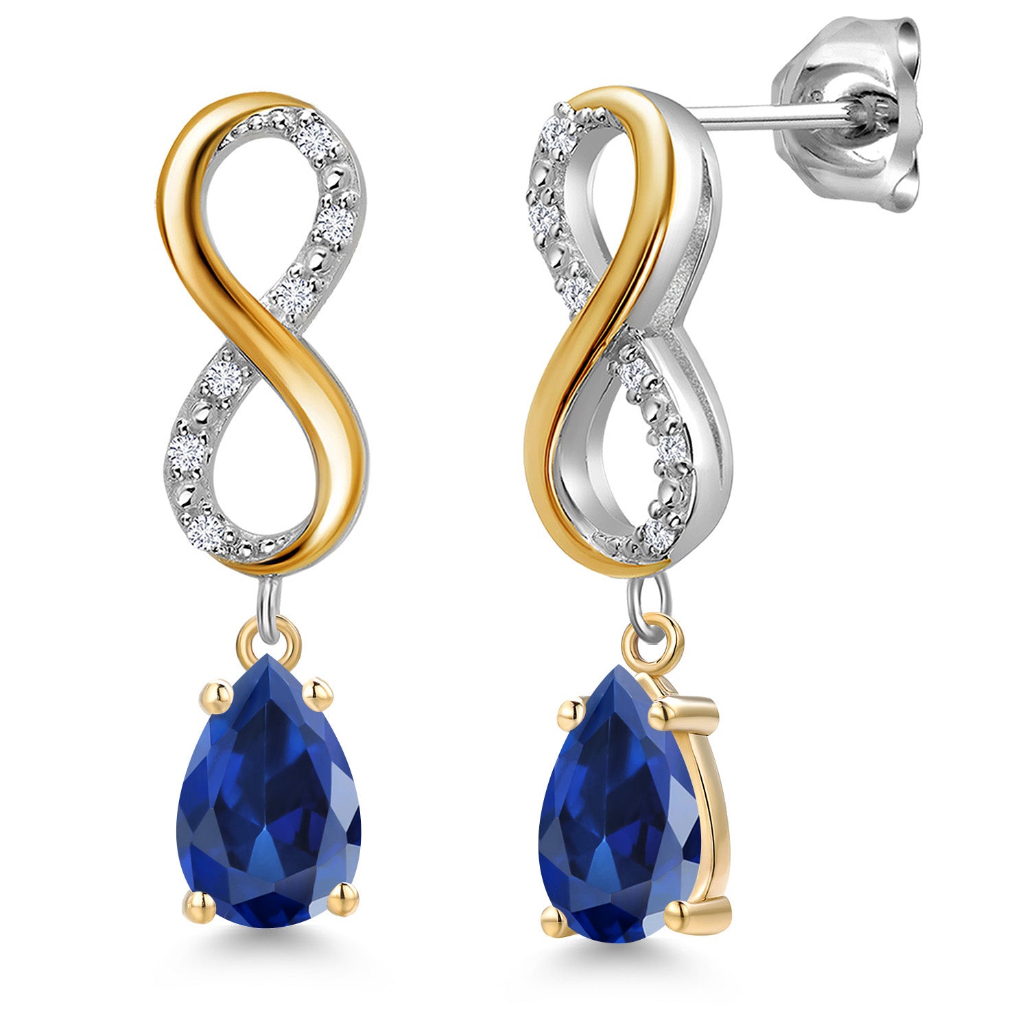 Earrings in 925 Sterling Silver and 10K Yellow Gold