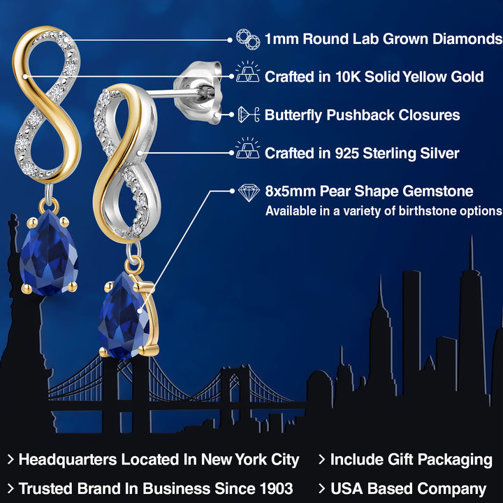 Earrings in 925 Sterling Silver and 10K Yellow Gold