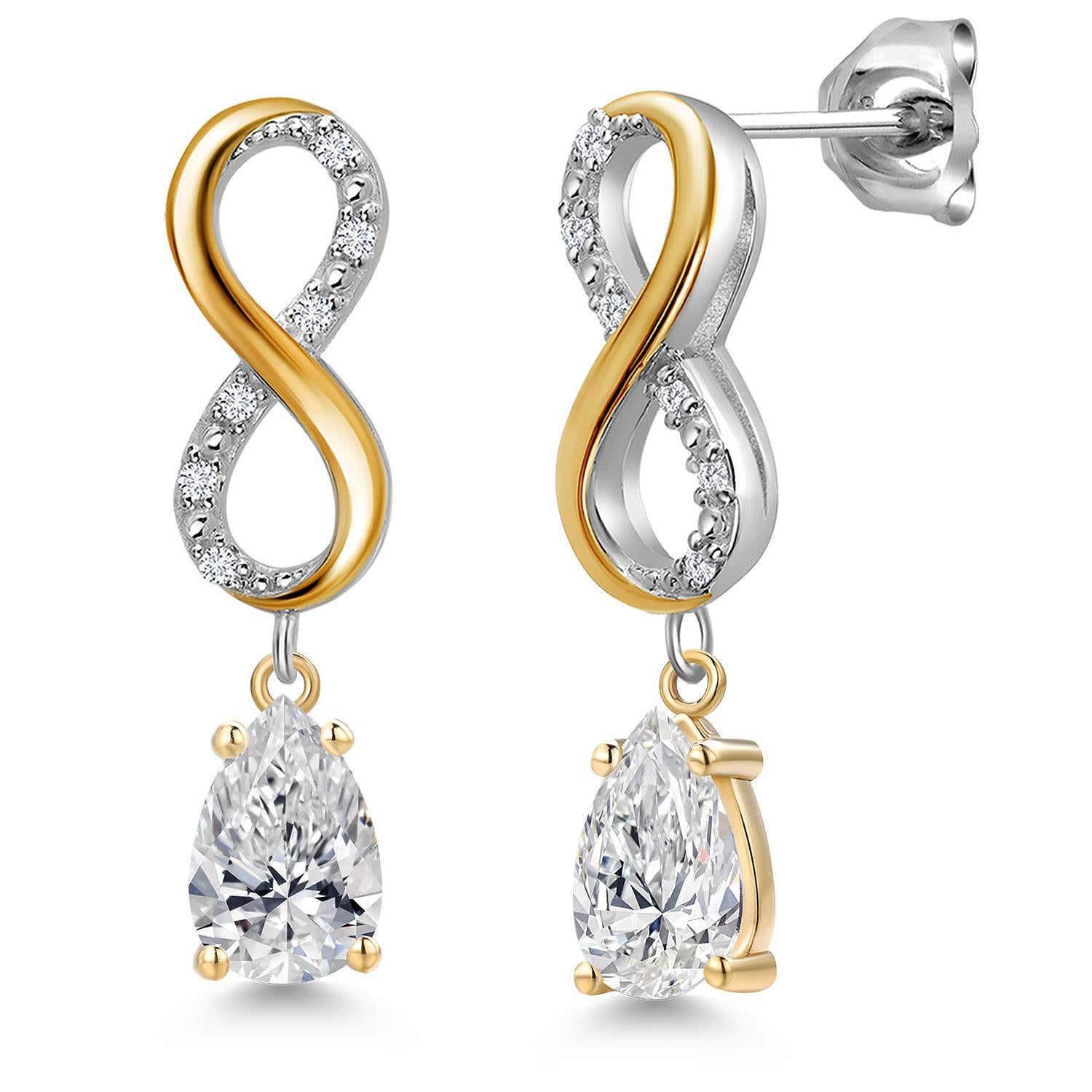 Earrings in 925 Sterling Silver and 10K Yellow Gold