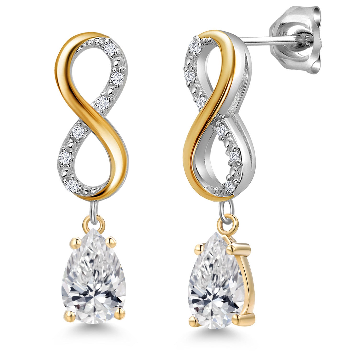 Earrings in 925 Sterling Silver and 10K Yellow Gold