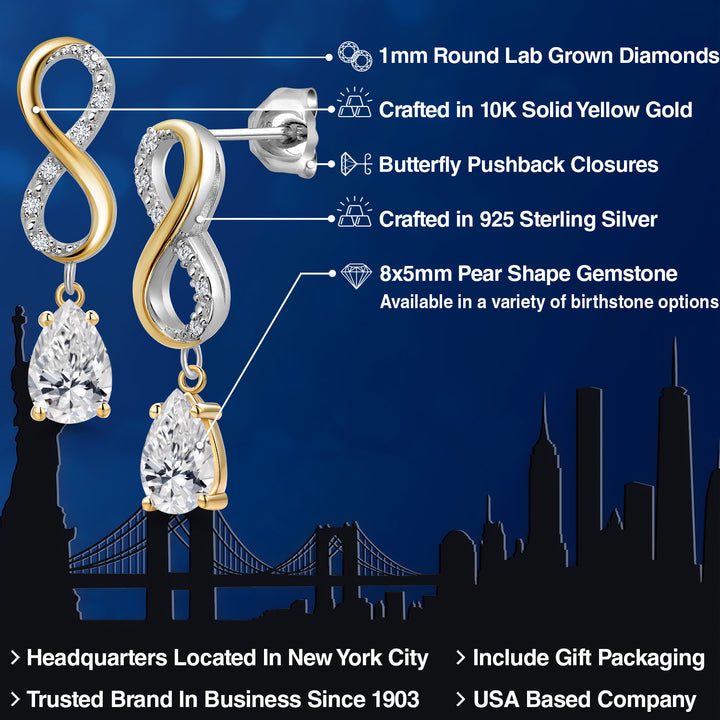 Earrings in 925 Sterling Silver and 10K Yellow Gold