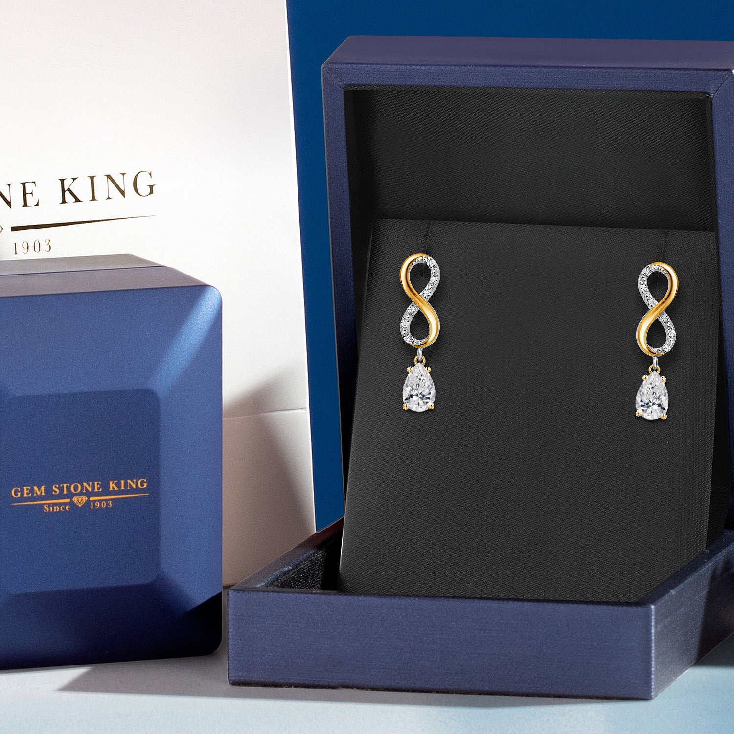 Earrings in 925 Sterling Silver and 10K Yellow Gold