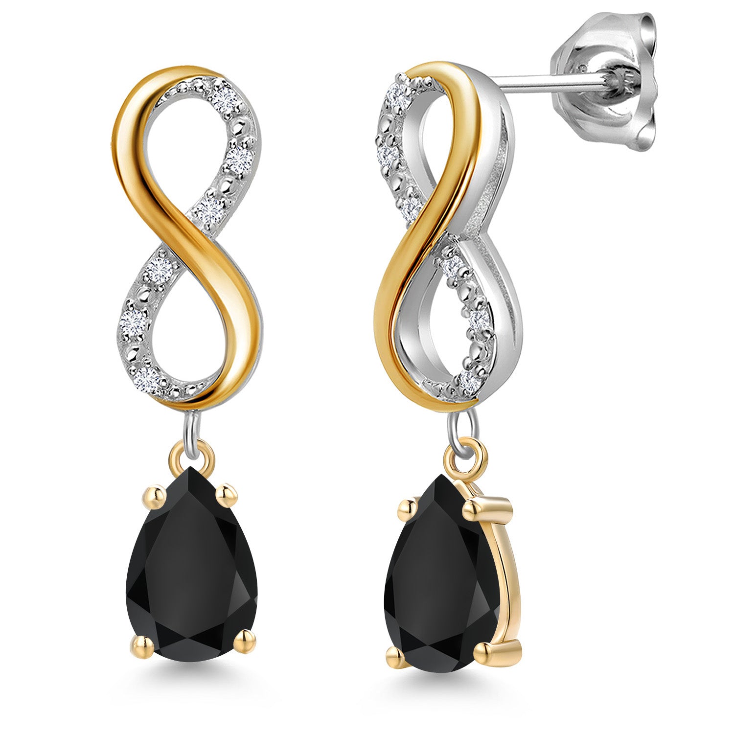 Earrings in 925 Sterling Silver and 10K Yellow Gold