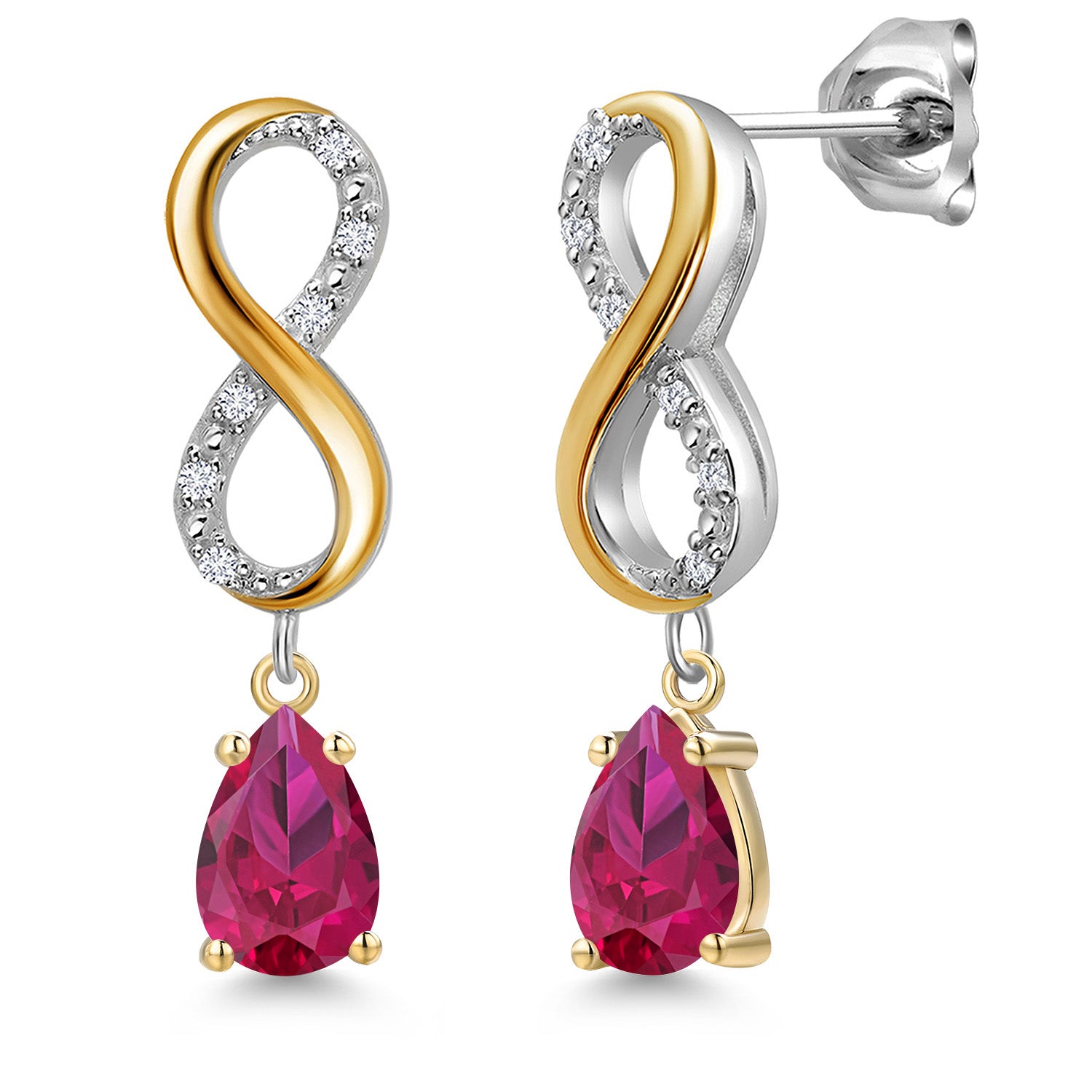 Earrings in 925 Sterling Silver and 10K Yellow Gold