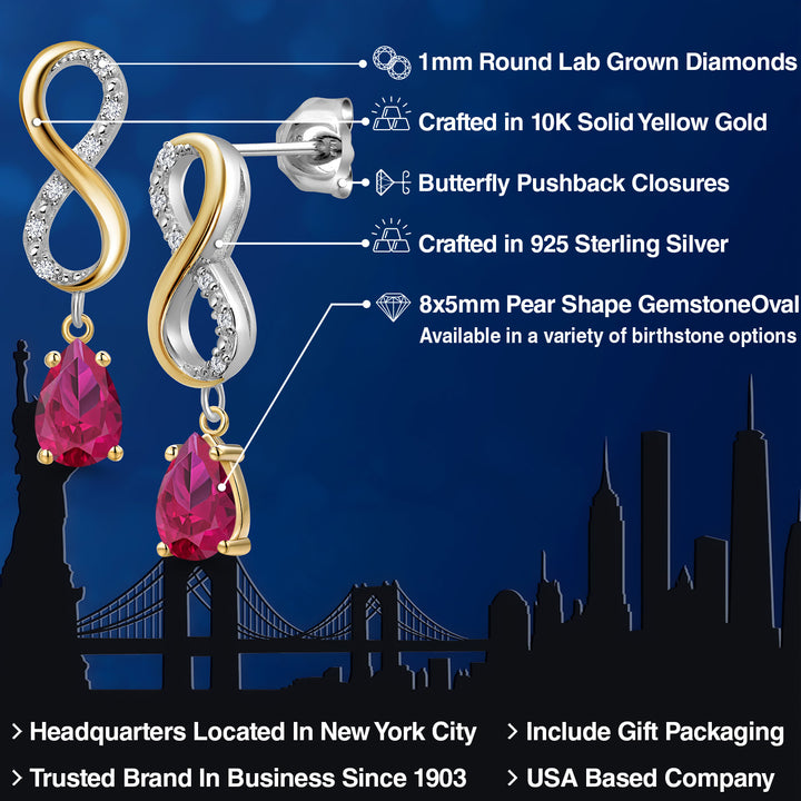 Earrings in 925 Sterling Silver and 10K Yellow Gold