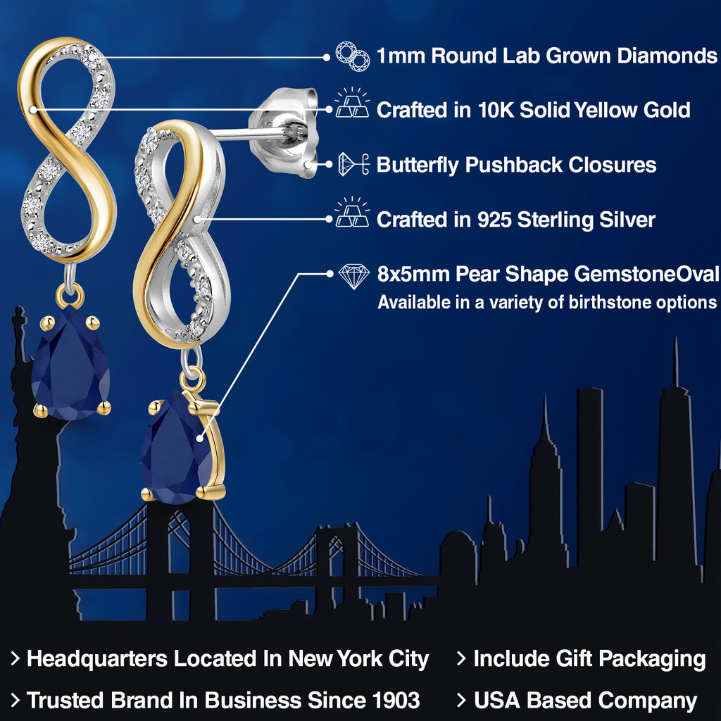 Earrings in 925 Sterling Silver and 10K Yellow Gold
