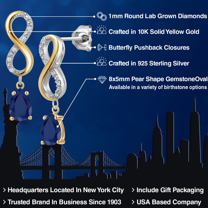 Earrings in 925 Sterling Silver and 10K Yellow Gold