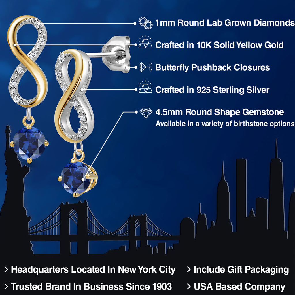 Earrings in 925 Sterling Silver and 10K Yellow Gold