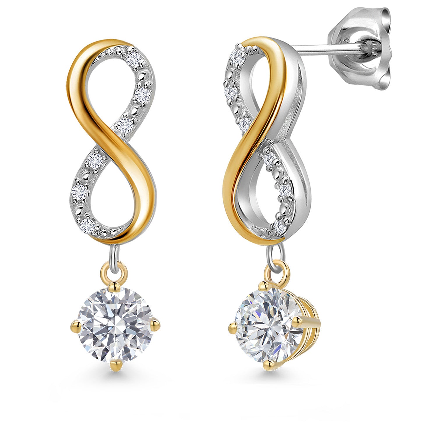 Earrings in 925 Sterling Silver and 10K Yellow Gold