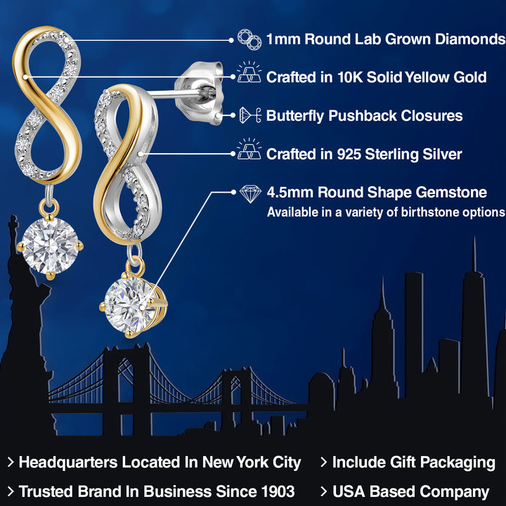 Earrings in 925 Sterling Silver and 10K Yellow Gold