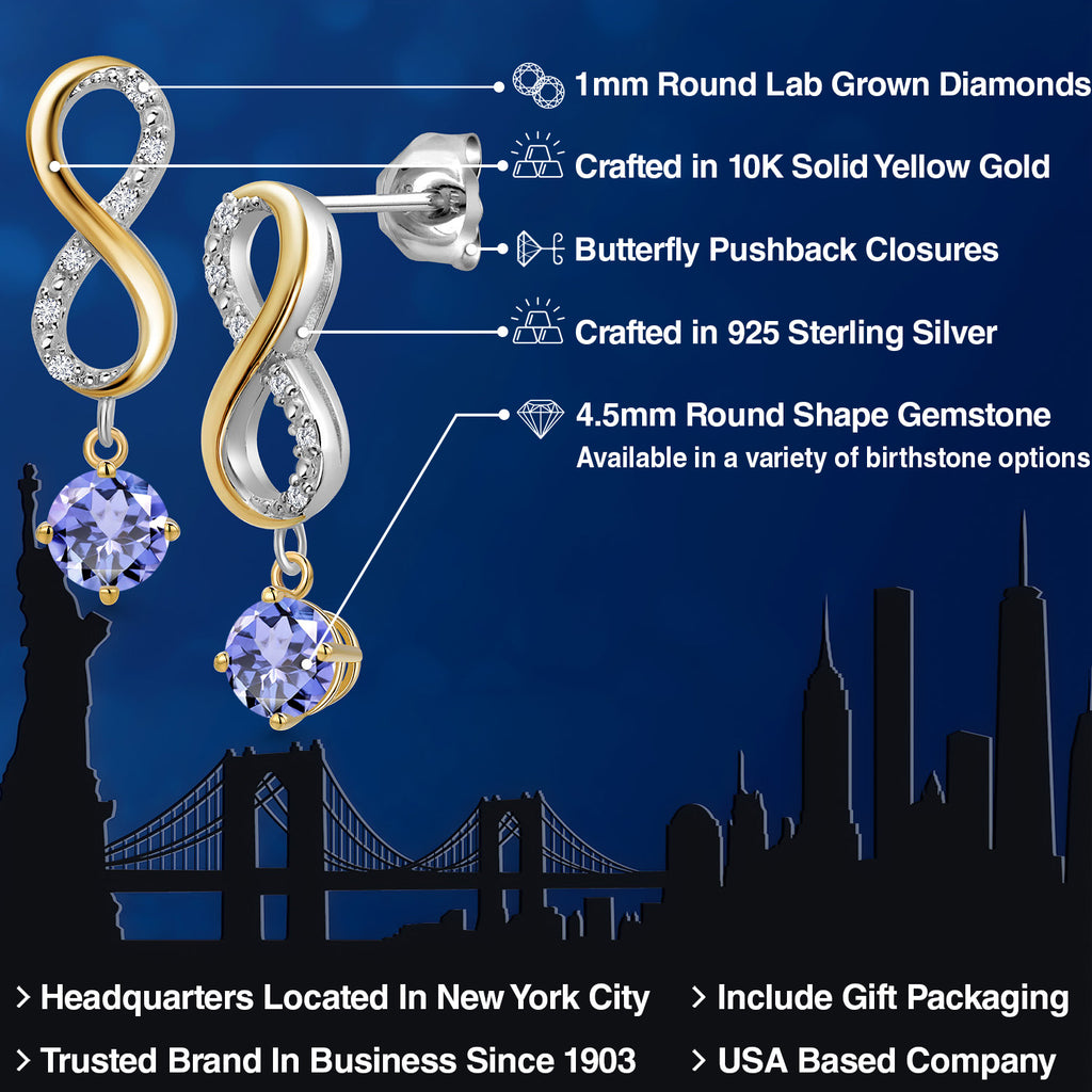 Earrings in 925 Sterling Silver and 10K Yellow Gold