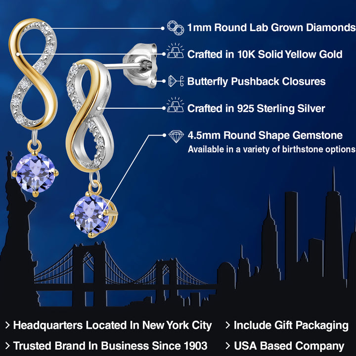 Earrings in 925 Sterling Silver and 10K Yellow Gold