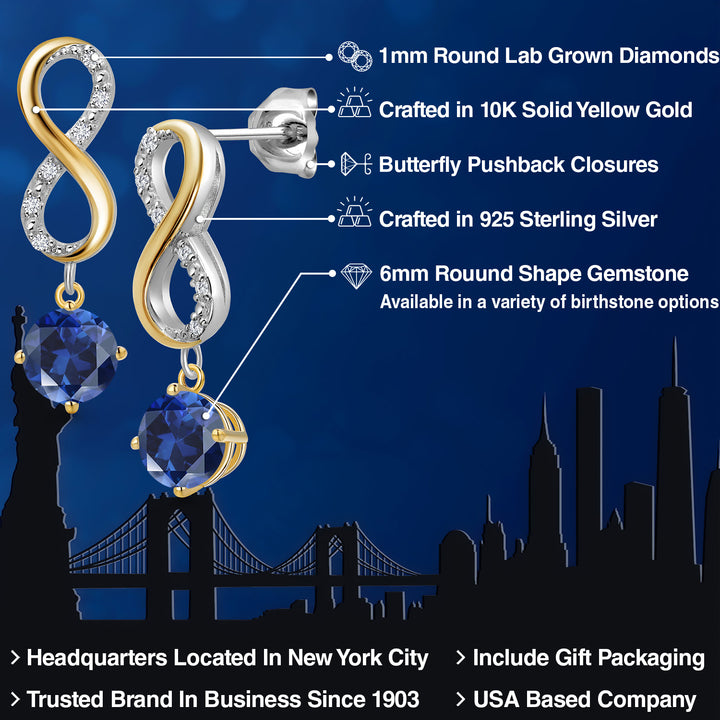 Earrings in 925 Sterling Silver and 10K Yellow Gold