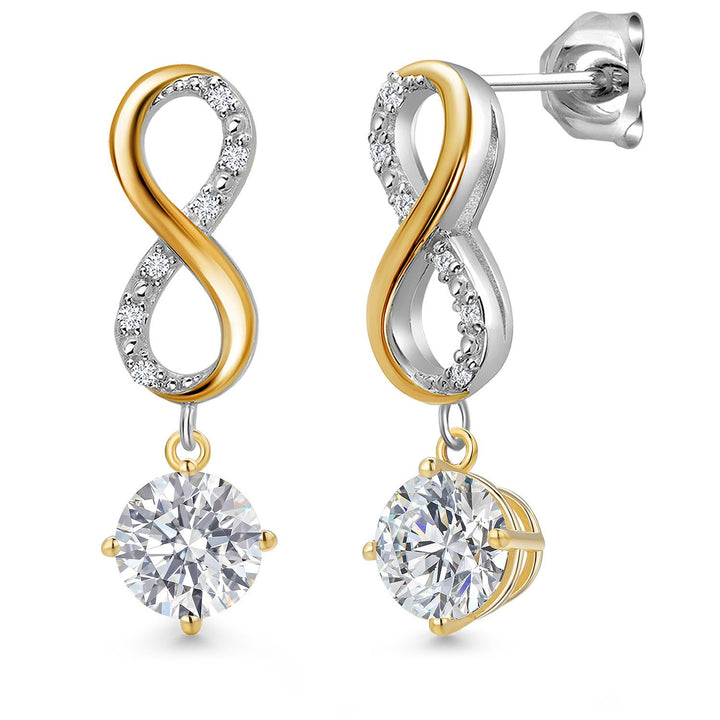 Round Cut_1.4 CT_Earrings in 925 Sterling Silver and 10K Yellow Gold