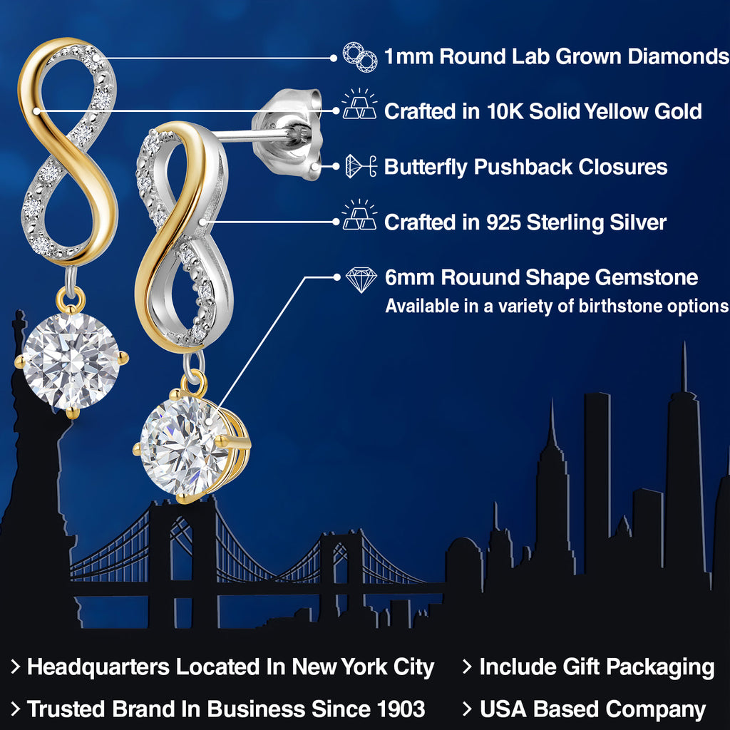 Earrings in 925 Sterling Silver and 10K Yellow Gold