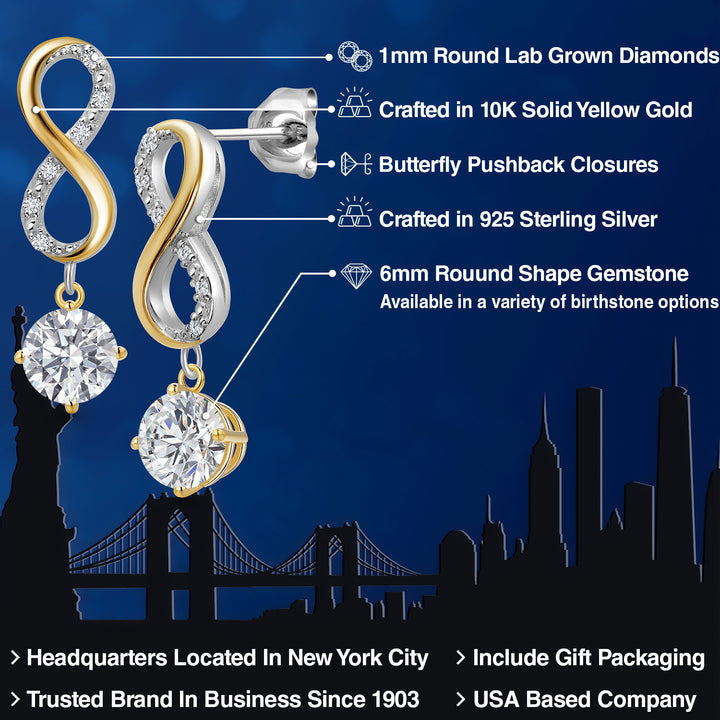 Earrings in 925 Sterling Silver and 10K Yellow Gold