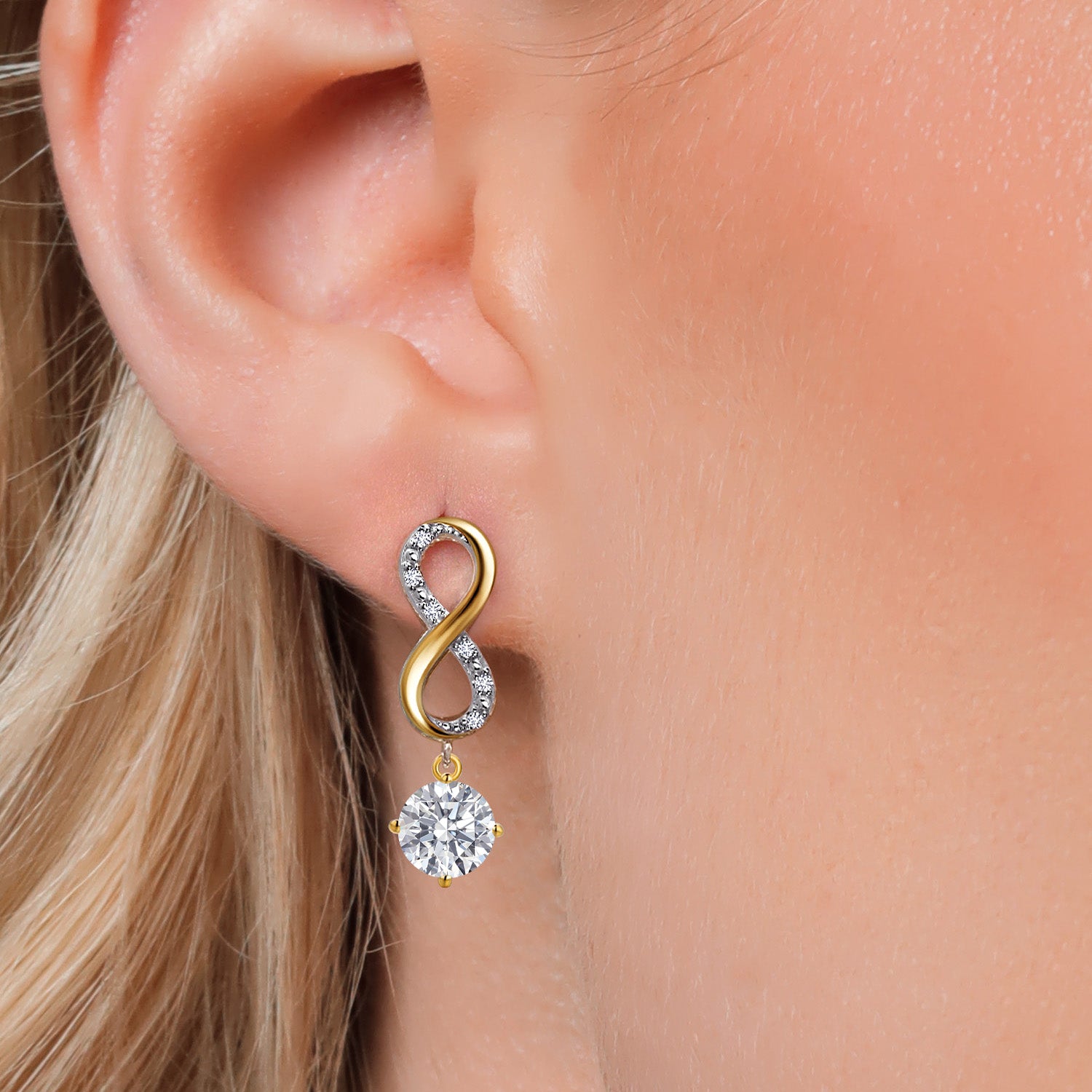 Earrings in 925 Sterling Silver and 10K Yellow Gold