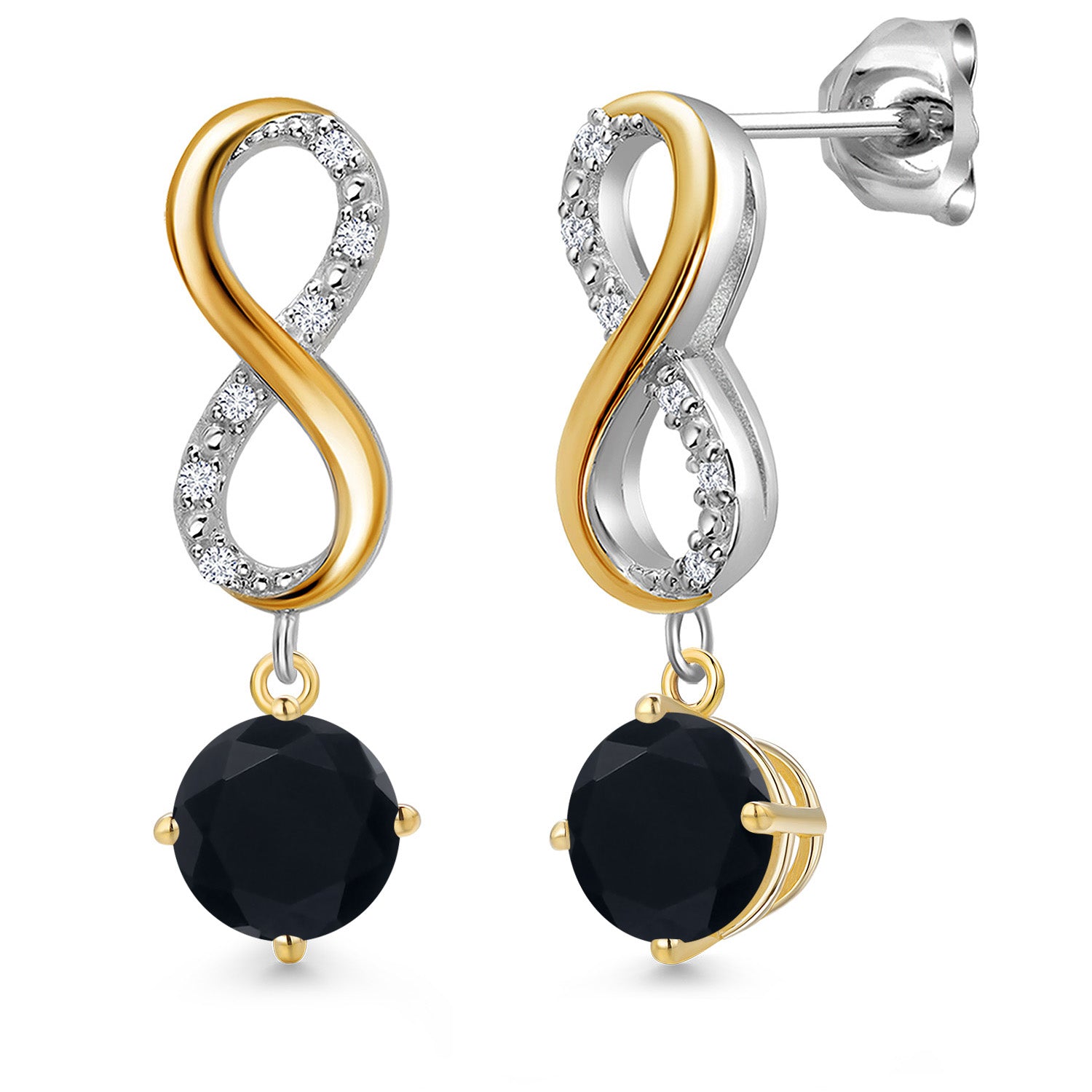 Earrings in 925 Sterling Silver and 10K Yellow Gold