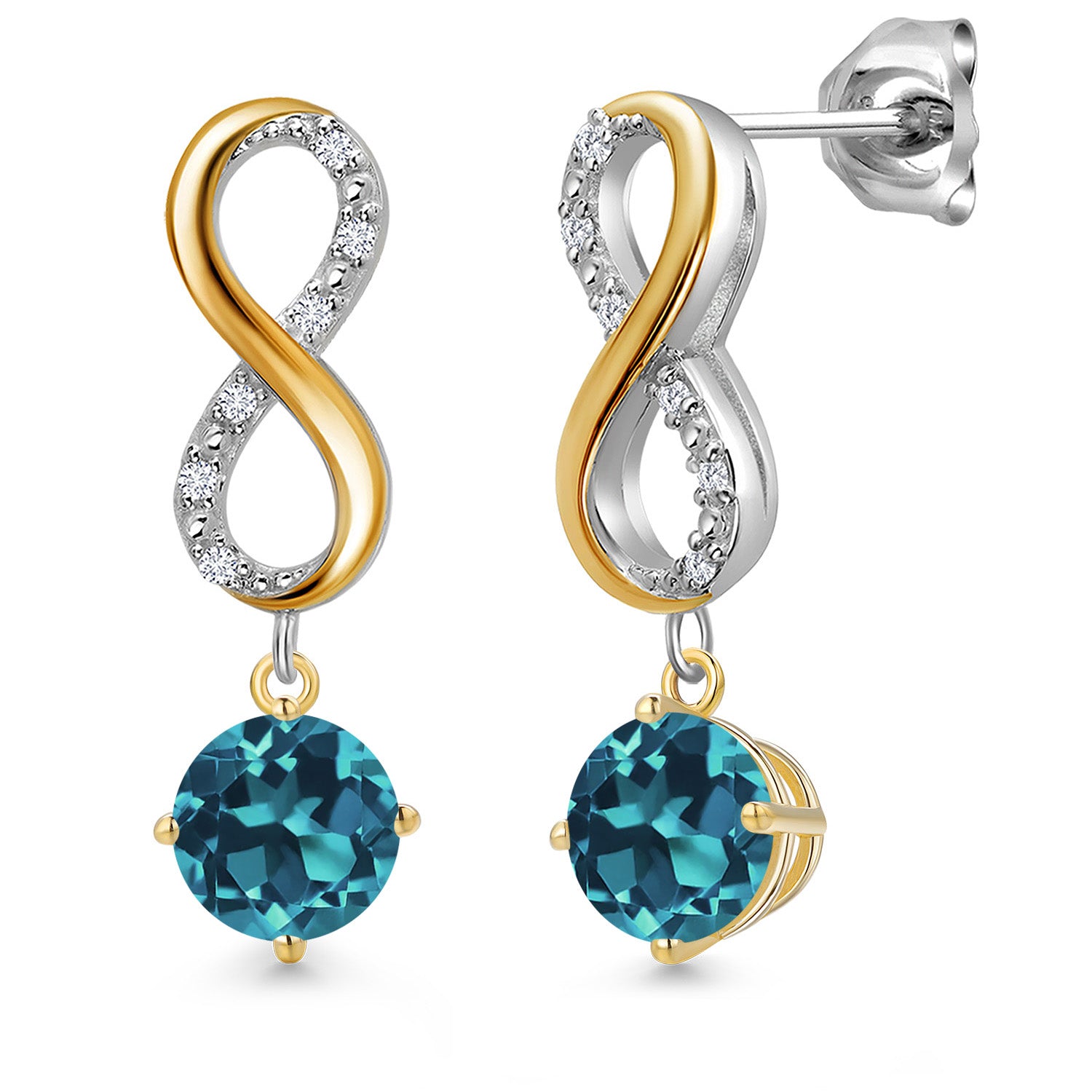 Earrings in 925 Sterling Silver and 10K Yellow Gold