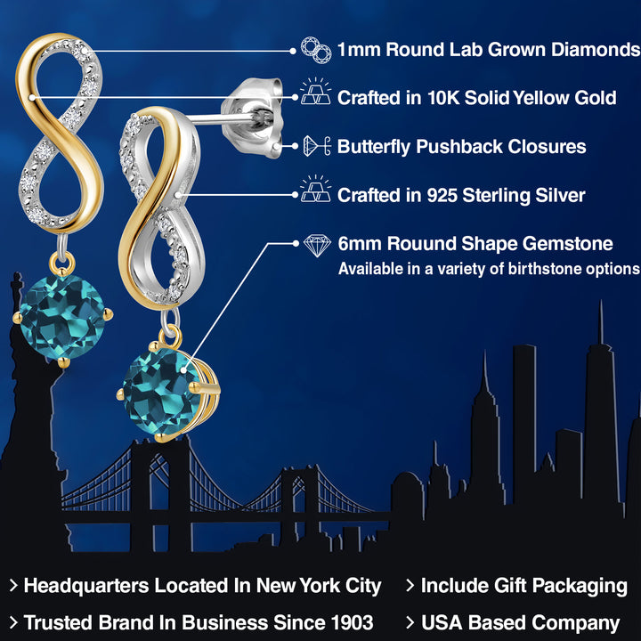 Earrings in 925 Sterling Silver and 10K Yellow Gold