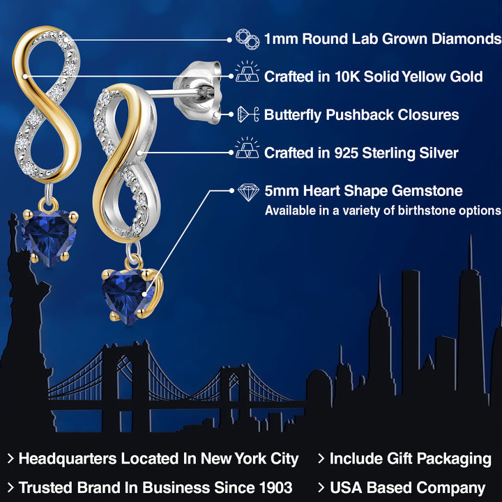 Earrings in 925 Sterling Silver and 10K Yellow Gold